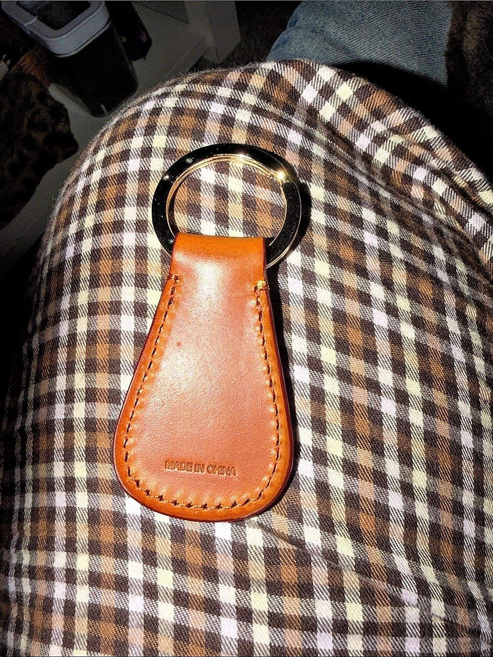 Dooney & Bourke Leather DB Logo Key Fob Brown & Black